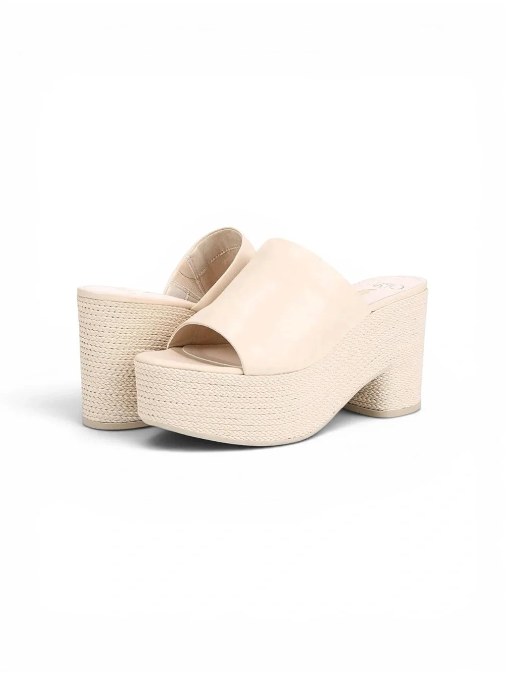 NEW Franco Sarto Womens Coco Platform Sandals Creamy Beige Sz 8.5